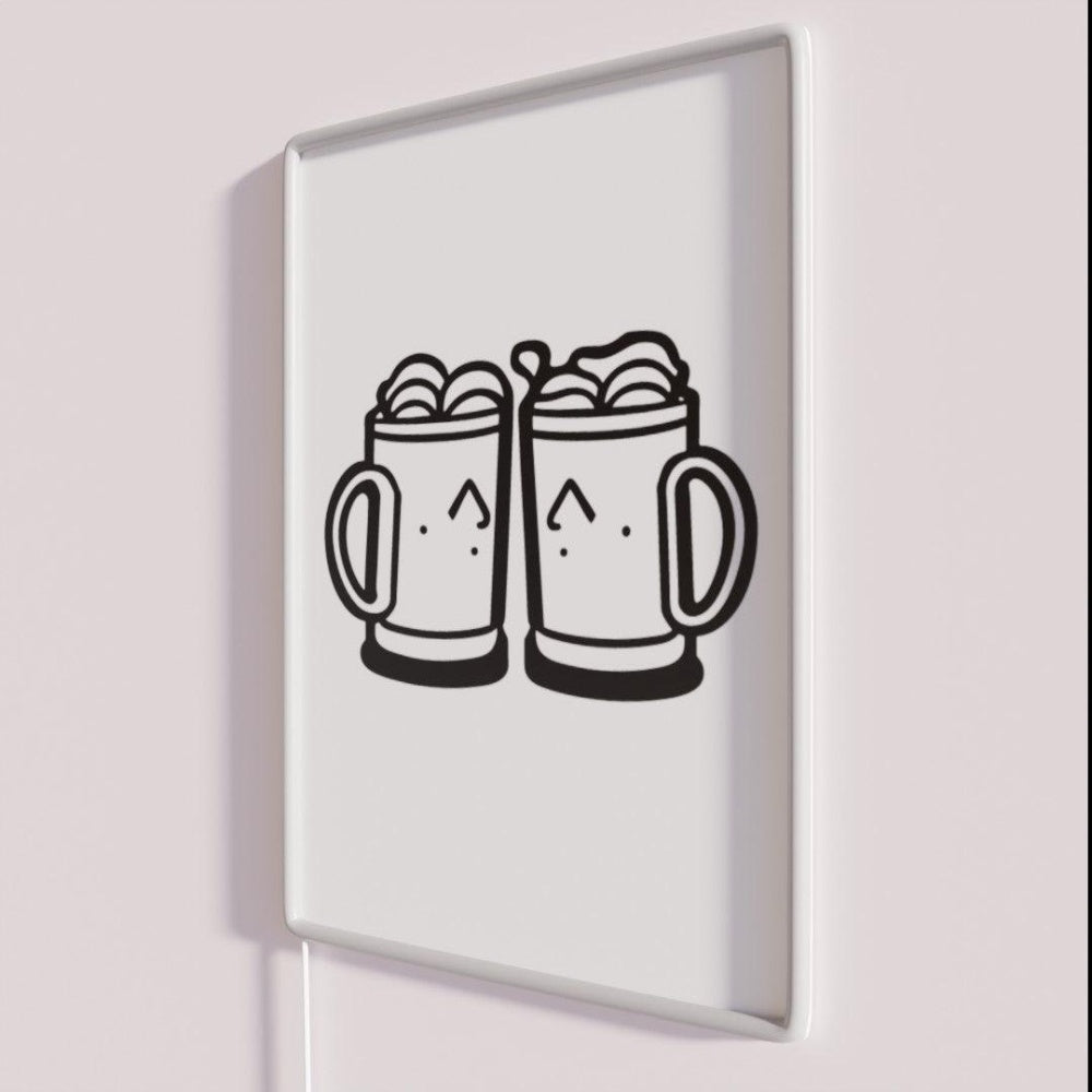 Beer Glasses Rgb Led Neon Sign - Neon sign mounted on wall in room