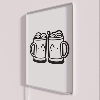 Beer Glasses Rgb Led Neon Sign - Neon sign mounted on wall in room