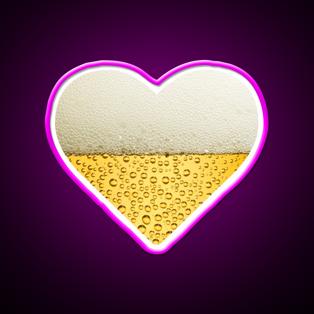 Beer Heart Beer Bar Decor Led Neon Sign Rgb Color - Neon sign mounted on wall in room