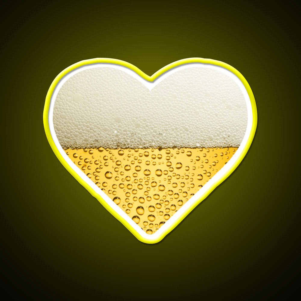 Beer Heart Beer Bar Decor Led Neon Sign Rgb Color - Custom LED neon sign front view