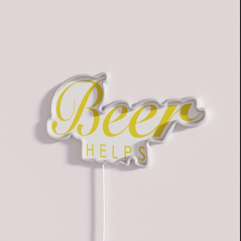 Beer Helps Gift For Beer Lovers And Brewery Owners Rgb Led Neon Sign - Neon sign mounted on wall in room