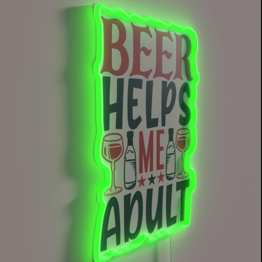 Beer Helps Me Adult Rgb Led Neon Sign - LED neon sign close-up detail