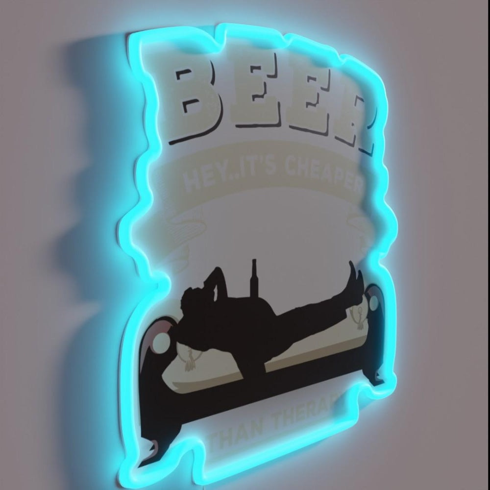 Beer Hey Itscheaper Than Therapy Funny Rgb Led Neon Sign - LED neon sign close-up detail