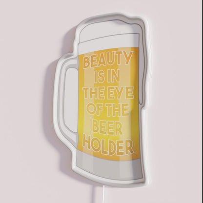 Beer Holder Rgb Led Neon Sign - Neon sign mounted on wall in room