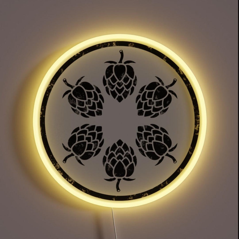Beer Hops Vintage Black Rgb Led Neon Sign - Custom LED neon sign front view