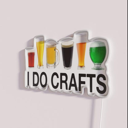 Beer I Do Crafts Rgb Led Neon Sign - Neon sign mounted on wall in room