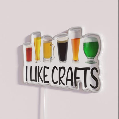 Beer I Like Crafts Funny Home Beer Brewing Rgb Led Neon Sign - Neon sign mounted on wall in room