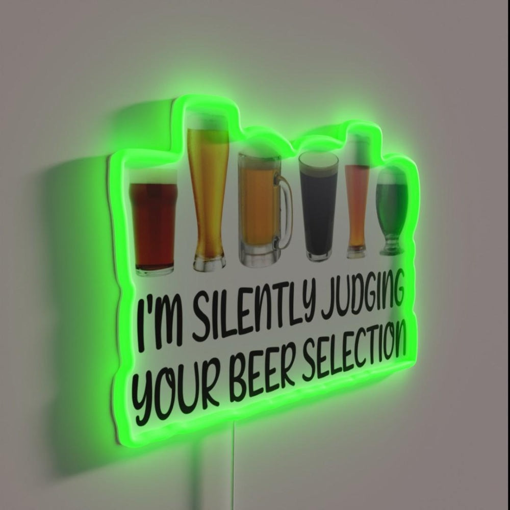Beer I M Silently Judging Your Beer Selection Rgb Led Neon Sign - LED neon sign close-up detail