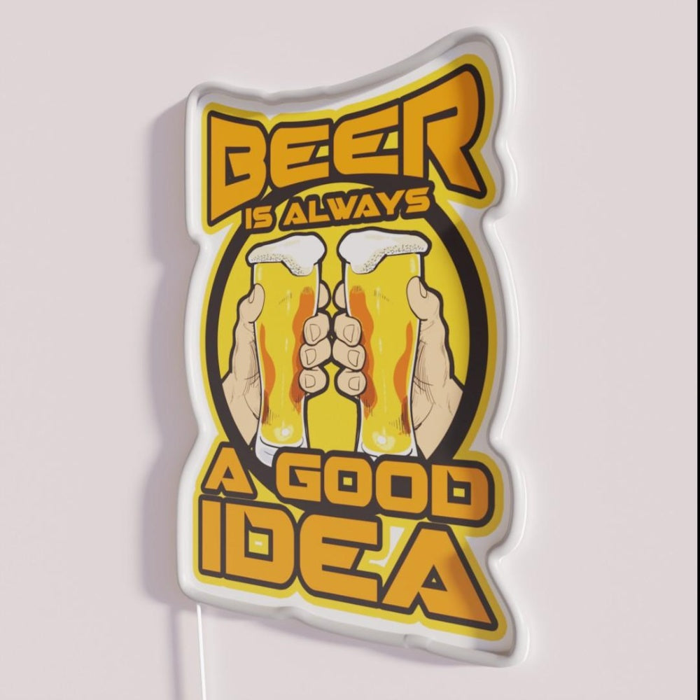 Beer Is A Good Idea Rgb Led Neon Sign - Neon sign mounted on wall in room