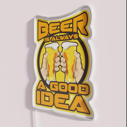 Beer Is A Good Idea Rgb Led Neon Sign - Neon sign mounted on wall in room