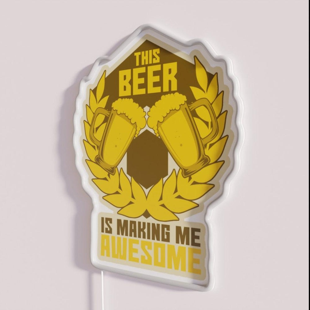 Beer Is Awesome Rgb Led Neon Sign - Neon sign mounted on wall in room