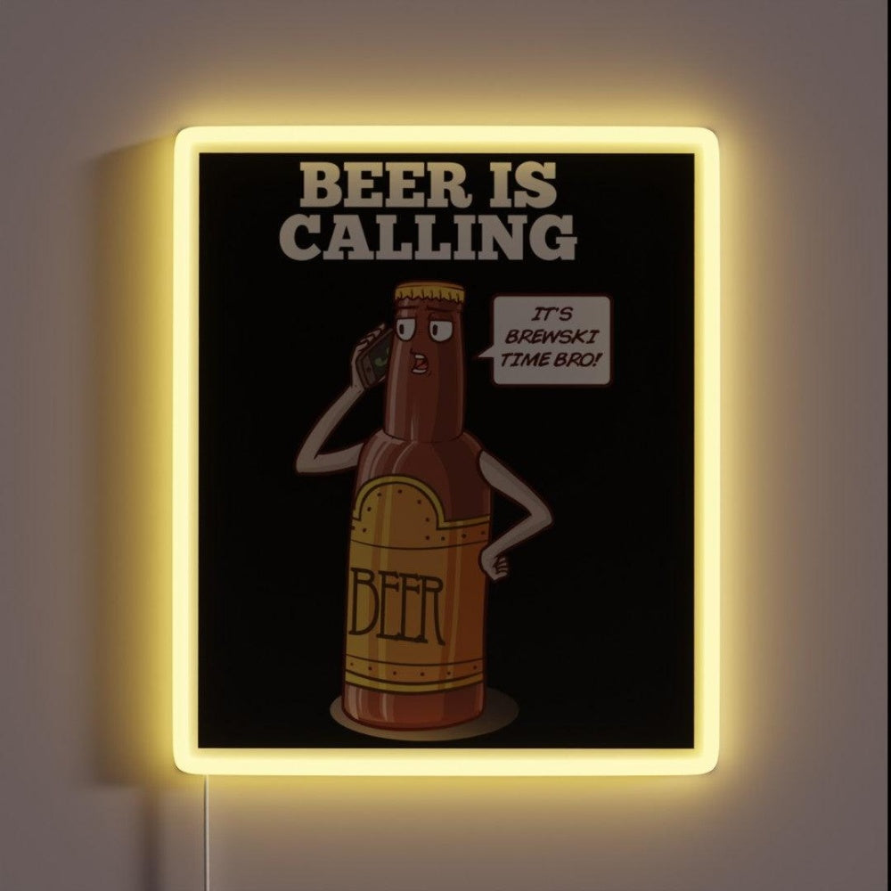 Beer Is Calling Itsbrewski Time Bro Rgb Led Neon Sign - Custom LED neon sign front view