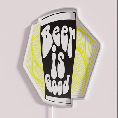 Beer Is Good Rgb Led Neon Sign - Neon sign mounted on wall in room