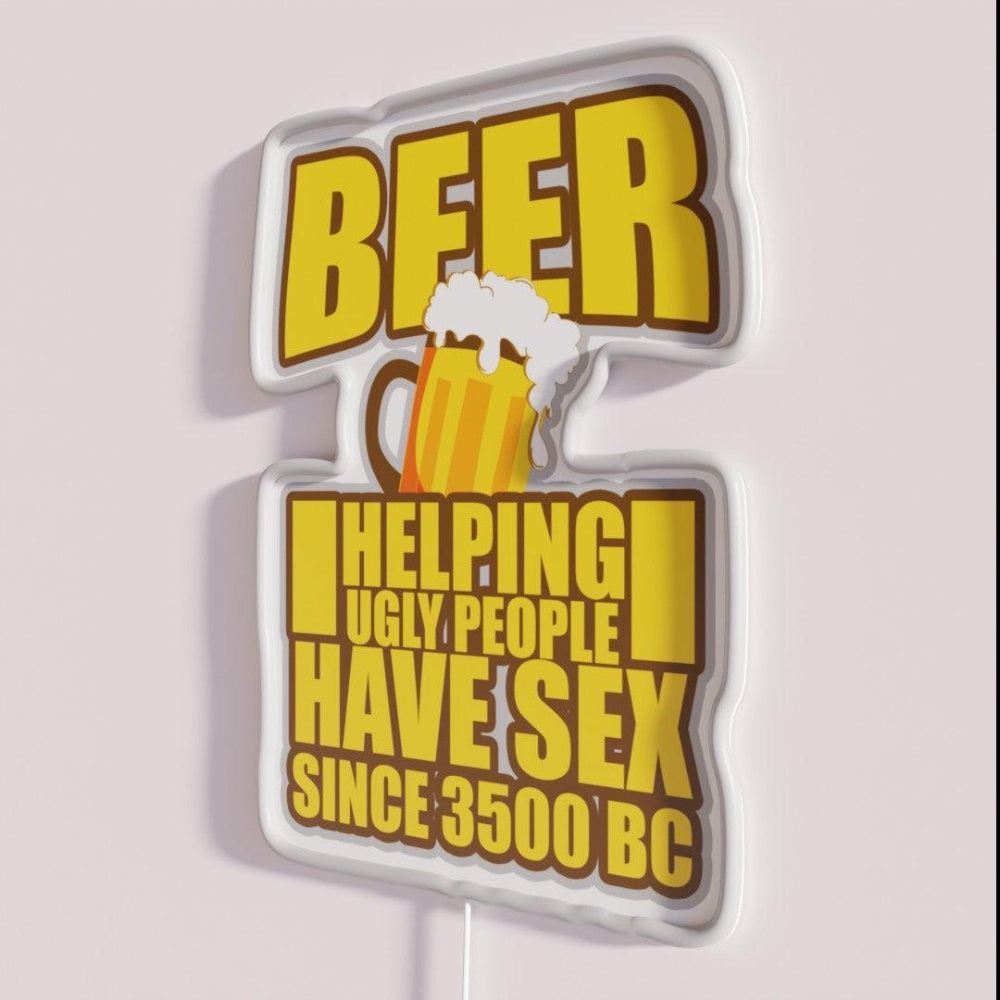 Beer Is Helping Rgb Led Neon Sign - Neon sign mounted on wall in room