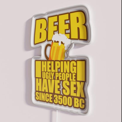 Beer Is Helping Rgb Led Neon Sign - Neon sign mounted on wall in room