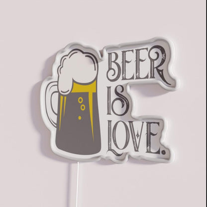 Beer Is Love Rgb Led Neon Sign - Neon sign mounted on wall in room