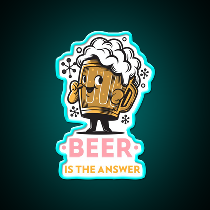 Beer Is The Answer Man Cave Bar Led Neon Sign Rgb Color