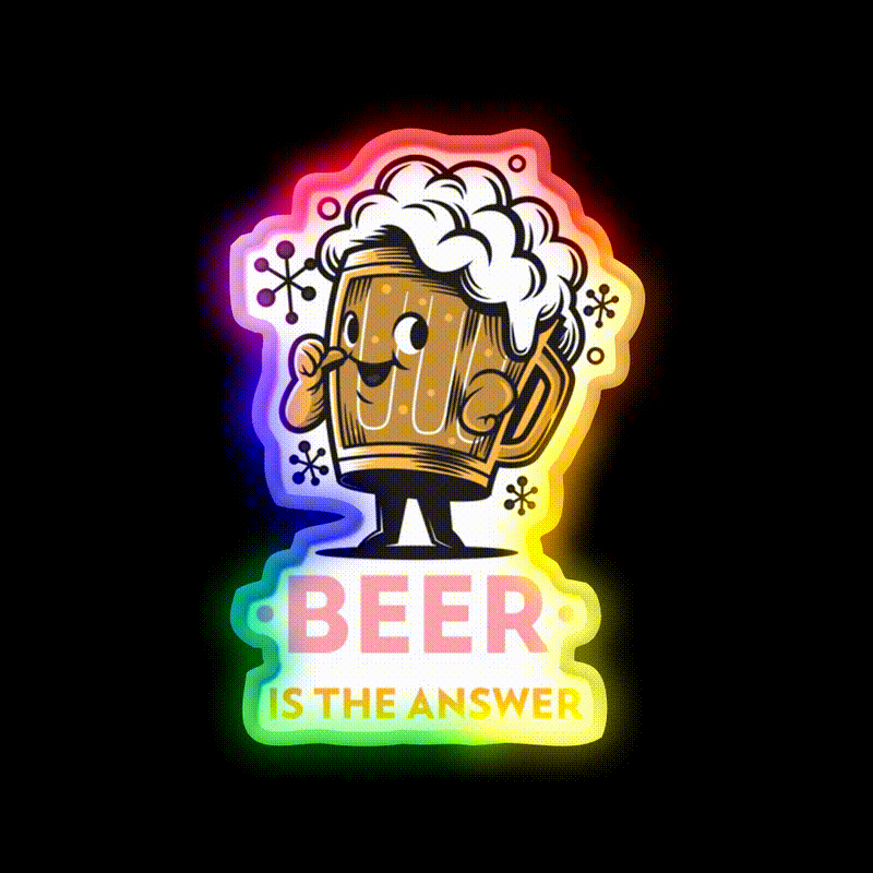 Beer Is The Answer Man Cave Bar Led Neon Sign Rgb Color