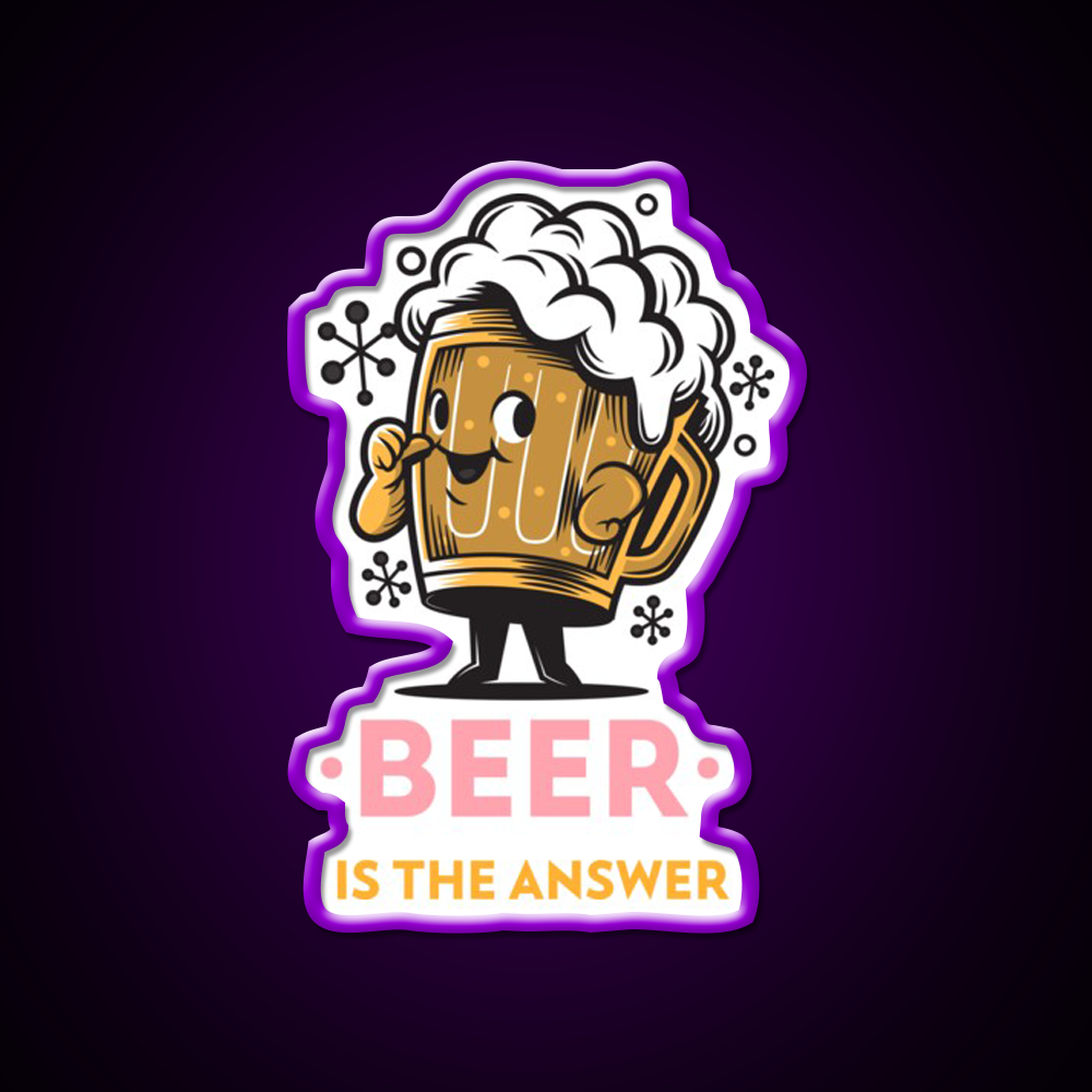 Beer Is The Answer Man Cave Bar Led Neon Sign Rgb Color