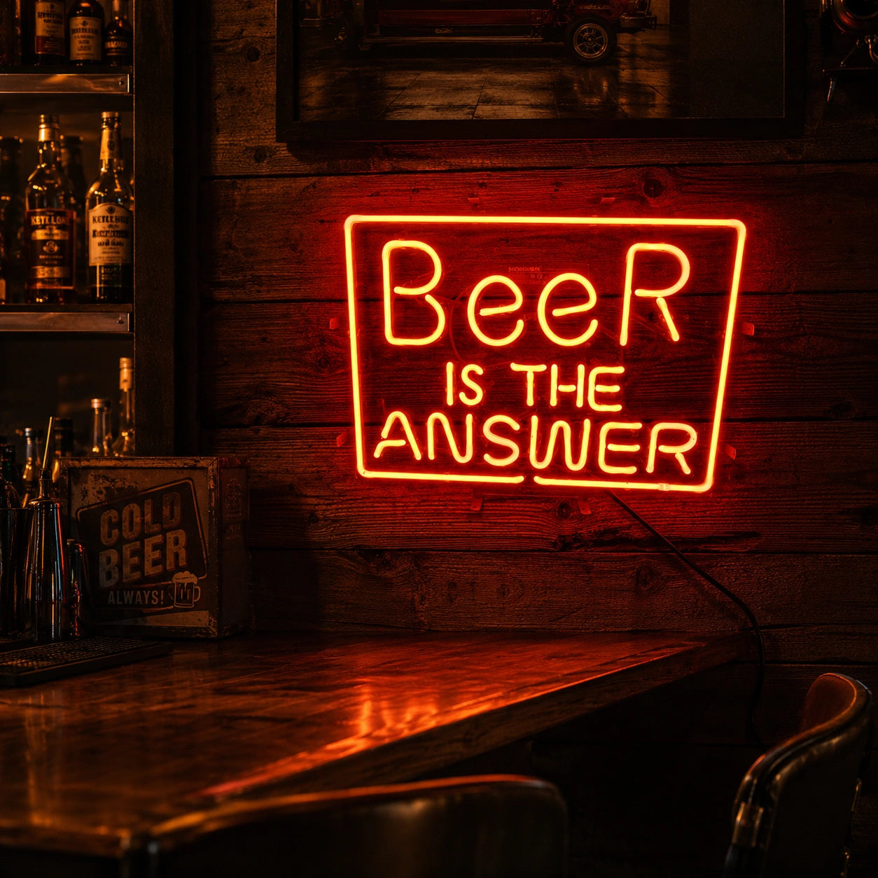 Beer Is The Answer Neon Sign LED Neon Sign real lifestyle scene