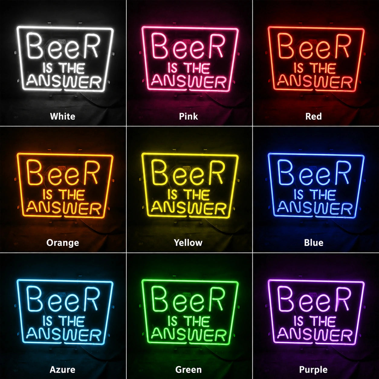 Beer Is The Answer Neon Sign LED Neon Sign color grid