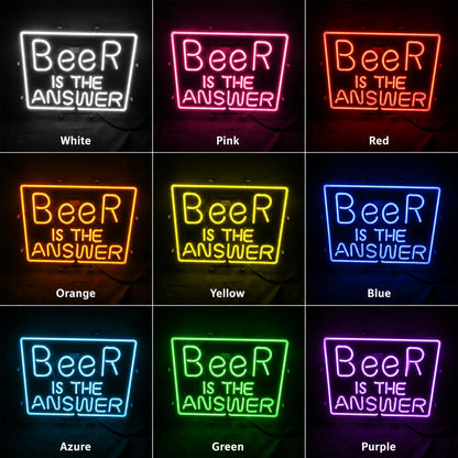 Beer Is The Answer Neon Sign LED Neon Sign color grid