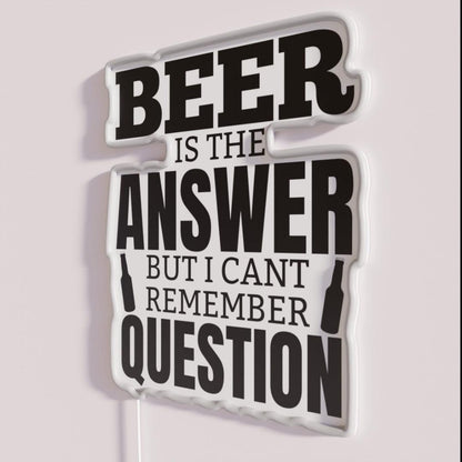 Beer Is The Question Rgb Led Neon Sign - Neon sign mounted on wall in room