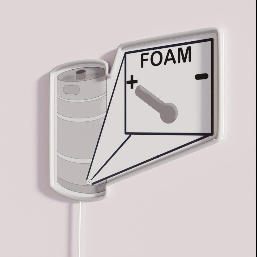 Beer Keg Foam Control Rgb Led Neon Sign - Neon sign mounted on wall in room