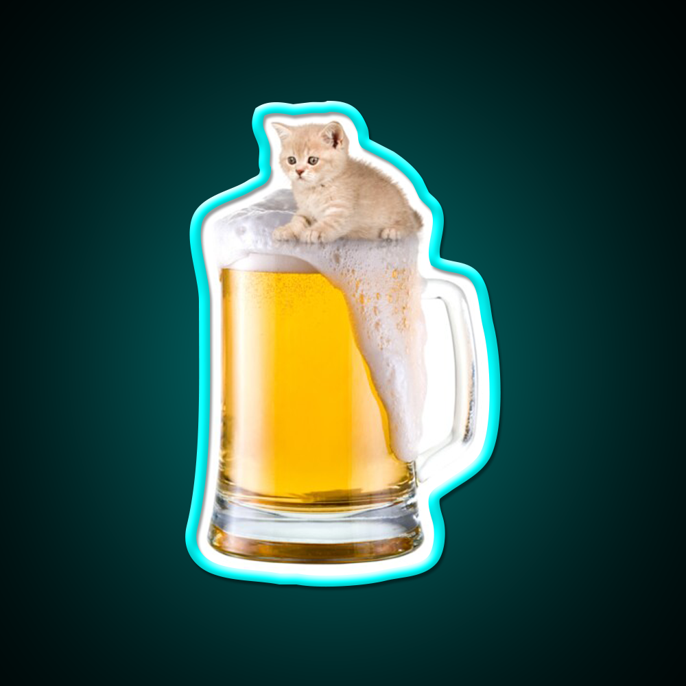 Beer Kitty Beer Bar Decor Led Neon Sign Rgb Color - Size and dimension reference