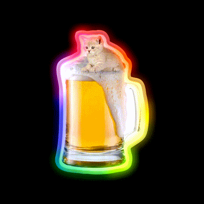 Beer Kitty Beer Bar Decor Led Neon Sign Rgb Color - LED neon sign close-up detail
