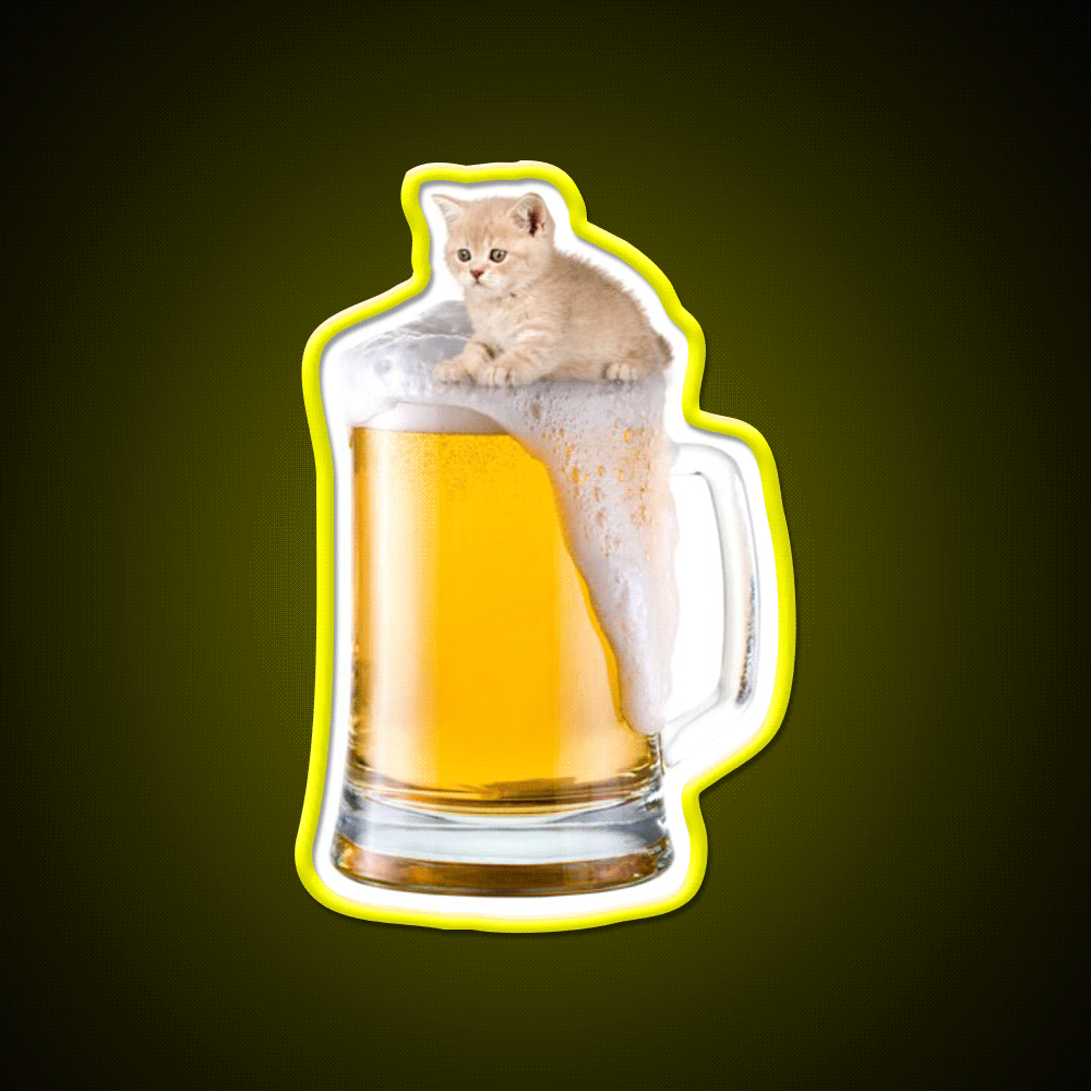 Beer Kitty Beer Bar Decor Led Neon Sign Rgb Color - Custom LED neon sign front view