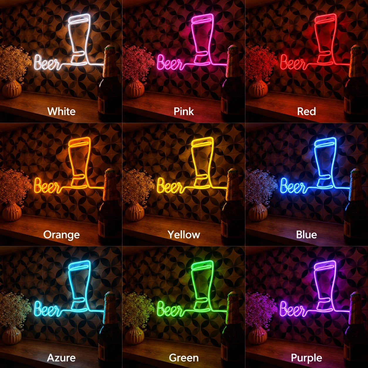 Beer LED Neon Sign - 05 Color Grid