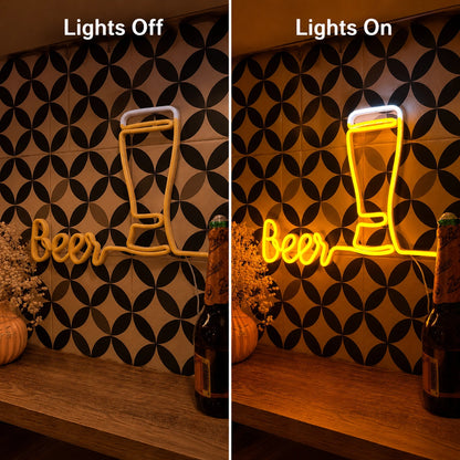 Beer LED Neon Sign - 06 Day Night Comparison