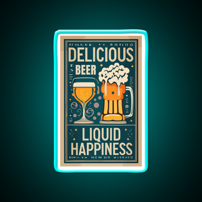 Beer Liquid Happiness Man Cave Bar Led Neon Sign Rgb Color