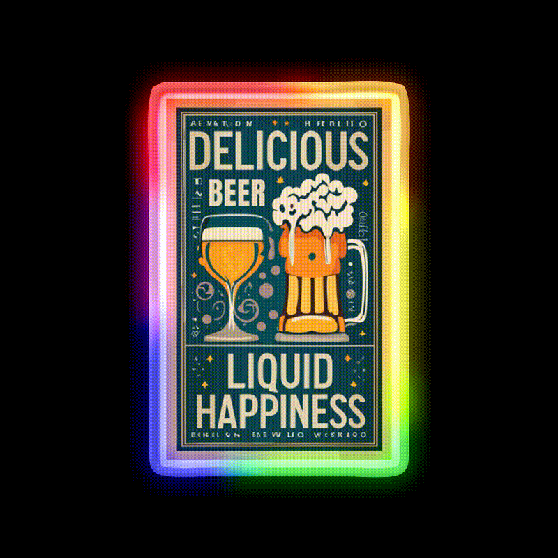 Beer Liquid Happiness Man Cave Bar Led Neon Sign Rgb Color