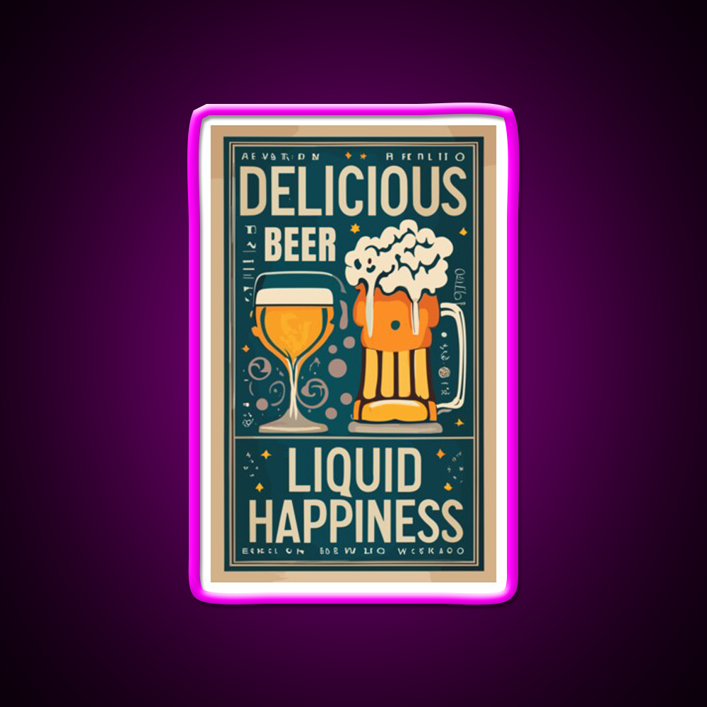 Beer Liquid Happiness Man Cave Bar Led Neon Sign Rgb Color