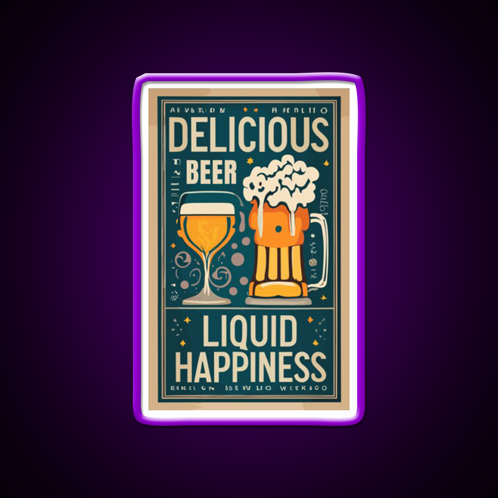 Beer Liquid Happiness Man Cave Bar Led Neon Sign Rgb Color