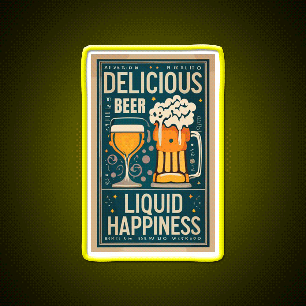 Beer Liquid Happiness Man Cave Bar Led Neon Sign Rgb Color