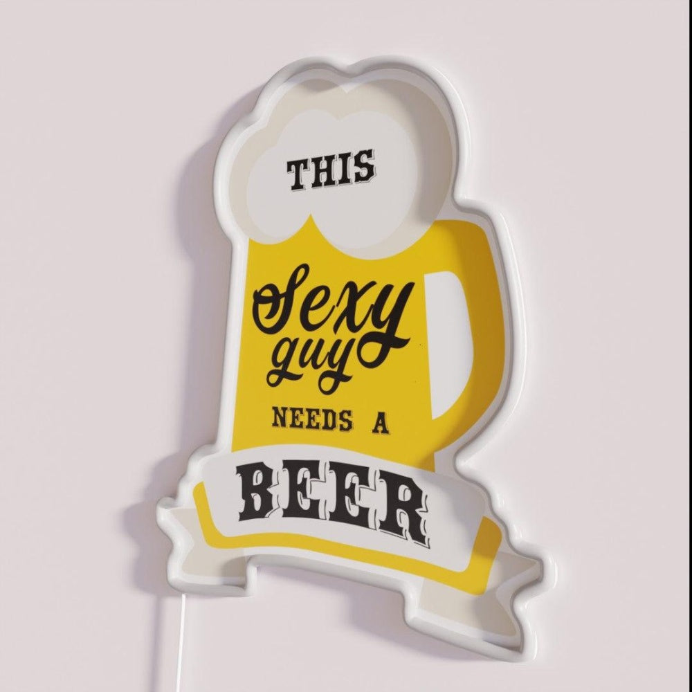 Beer Lover Alcoholic Beverage Rgb Led Neon Sign - Neon sign mounted on wall in room