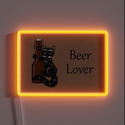 Beer Lover Racoon Rgb Led Neon Sign - Custom LED neon sign front view