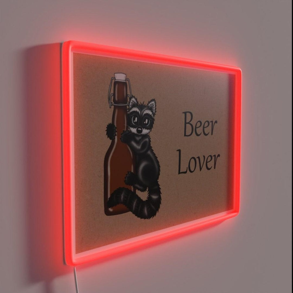 Beer Lover Racoon Rgb Led Neon Sign - LED neon sign close-up detail