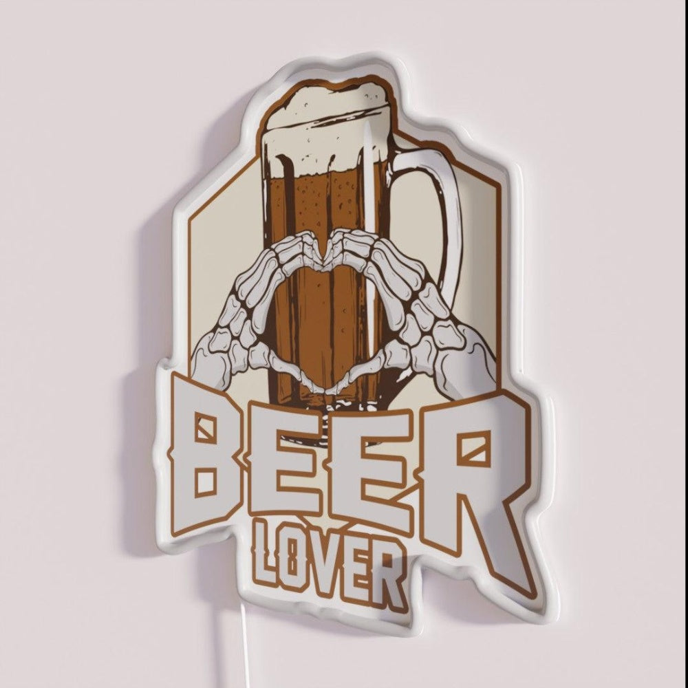 Beer Lover Rgb Led Neon Sign Bar Decor - Neon sign mounted on wall in room