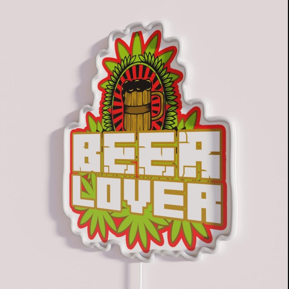 Beer Lover Rgb Led Neon Sign Bar Decors - Neon sign mounted on wall in room