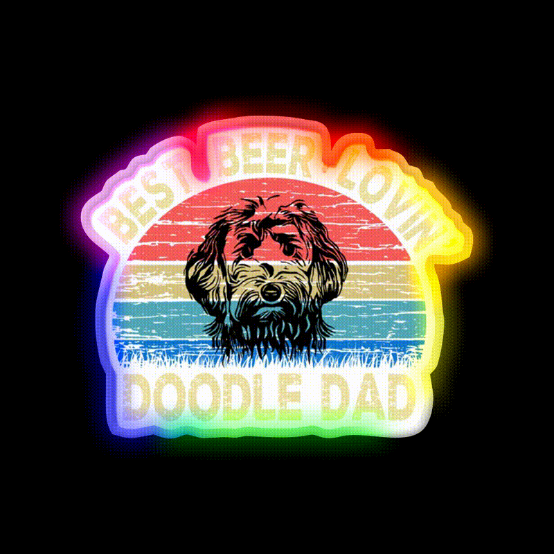 Beer Lovin Doodle Dad Design Beer Bar Decor Led Neon Sign Rgb Color - LED neon sign close-up detail