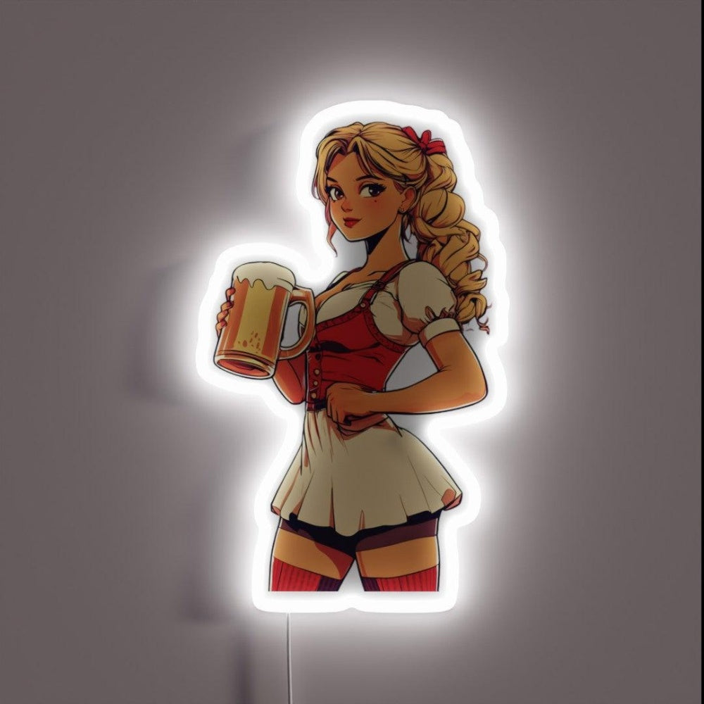 Beer Maiden And Stein Tee Rgb Led Neon Sign - Custom LED neon sign front view