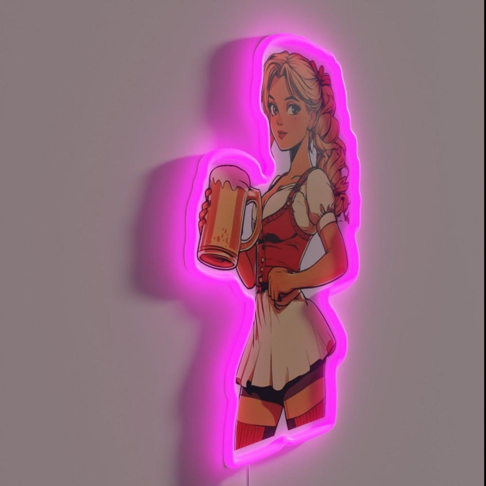Beer Maiden And Stein Tee Rgb Led Neon Sign - LED neon sign close-up detail