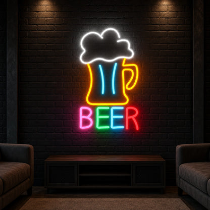 Beer Man Cave LED Neon Sign Garage Neon Sign real lifestyle scene