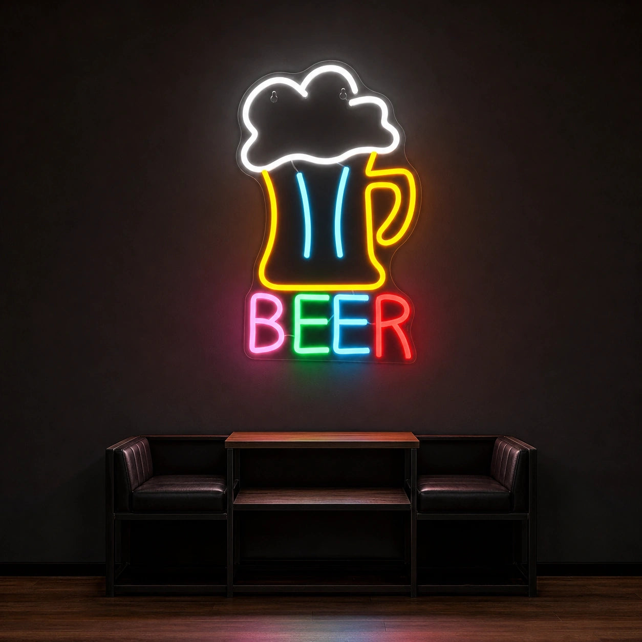 Beer Man Cave LED Neon Sign Home Bar Wall Decoration size image