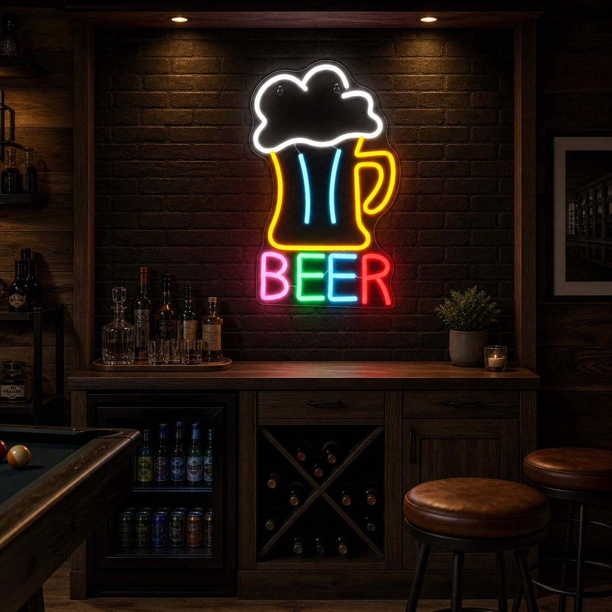 Beer Man Cave LED Neon Sign Home Garage Wall Decoration real lifestyle scene