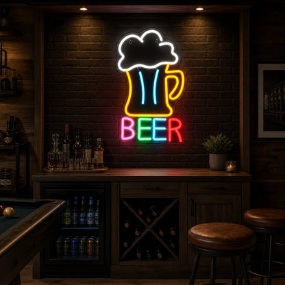 Beer Man Cave LED Neon Sign Home Garage Wall Decoration real lifestyle scene